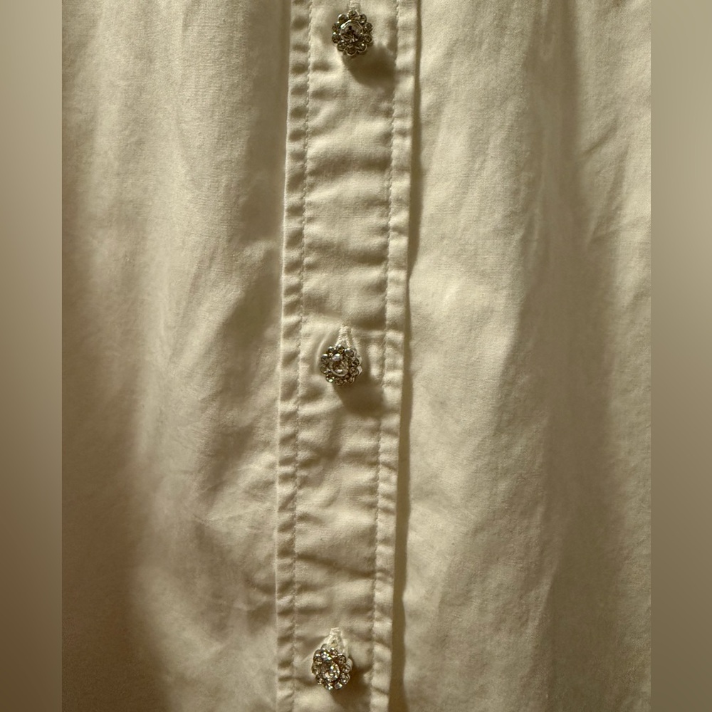 Gap Long Sleeve Big Shirt in White with Jewel Buttons - Picture 3 of 5
